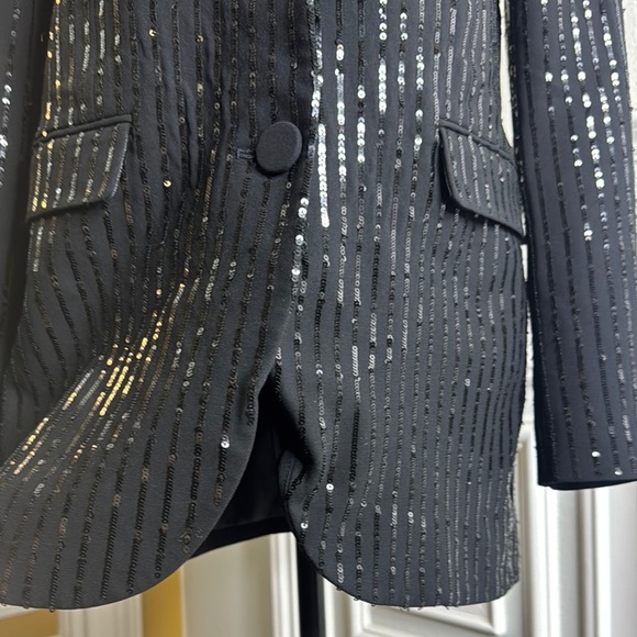 Black Sequin Pinstripe Blazer - Picture 16 of 17